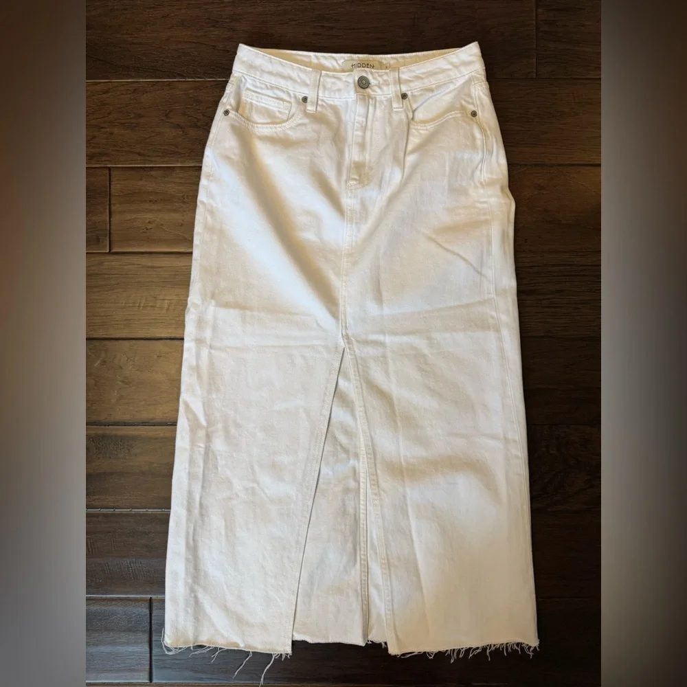 HIDDEN Peyton WHITE FRONT SLIT MIDI SKIRT - Women’s Large - Picture 4 of 14